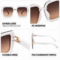 Valoria | White Large Full Rim Square Sunglasses for Women [UV-protected]