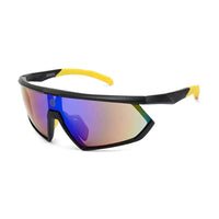 Faelon | Black Medium Full Rim Shield Sports Sunglasses for Men & Women [UV-protected]