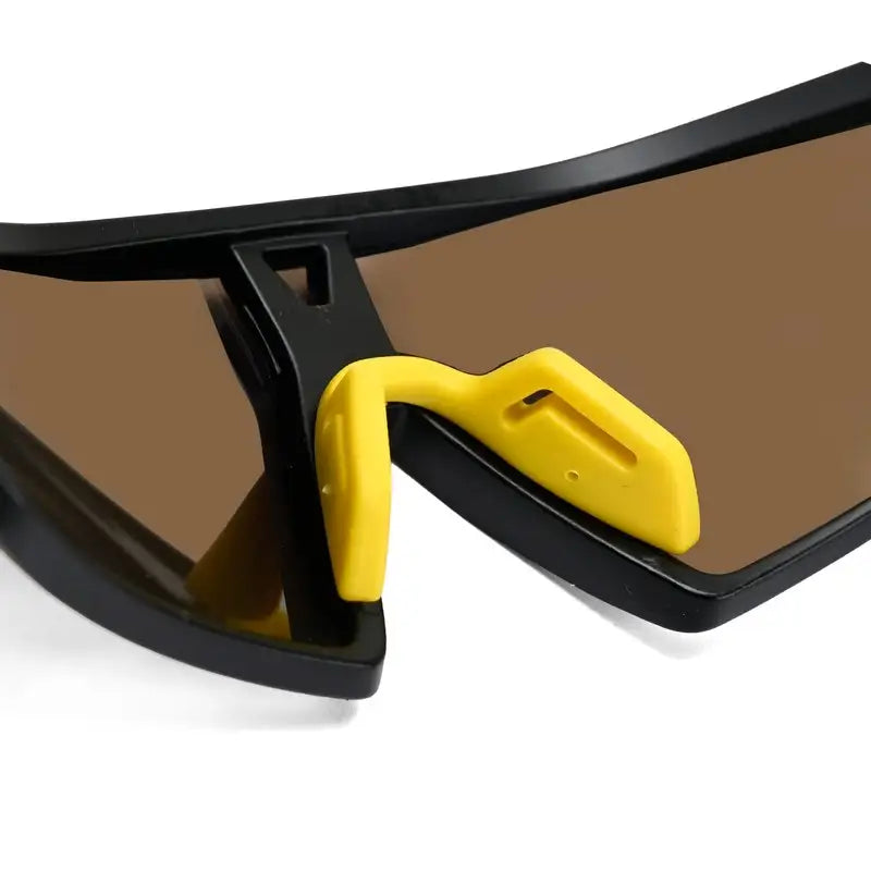 Faelon | Black Medium Full Rim Shield Sports Sunglasses for Men & Women [UV-protected]