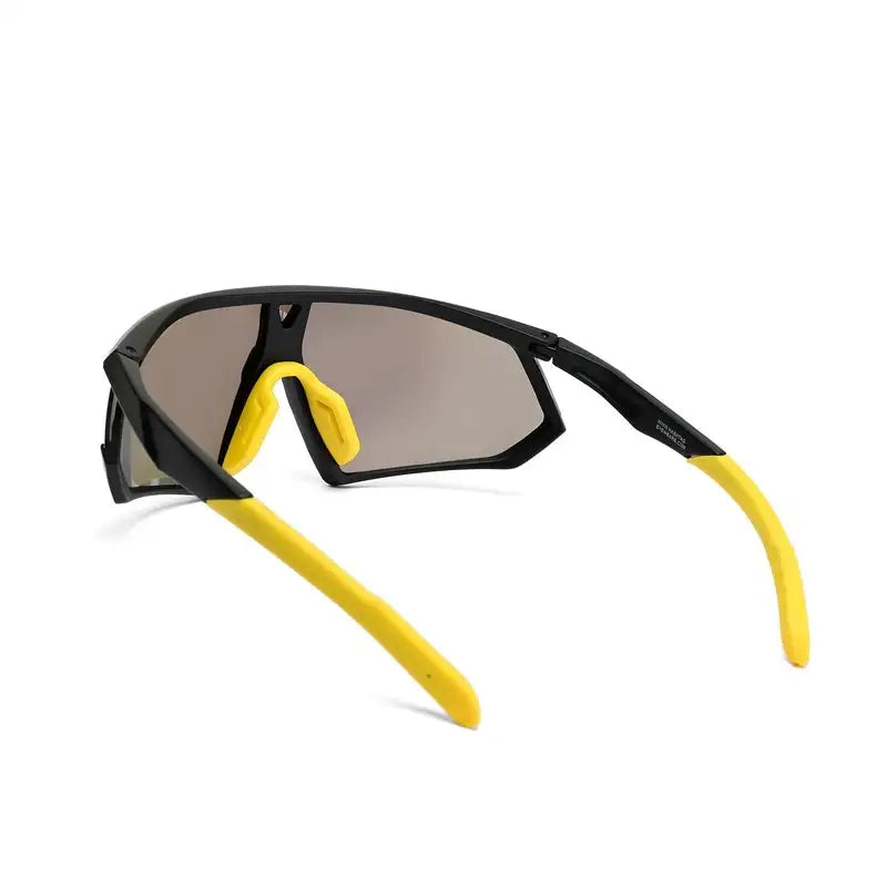 Faelon | Black Medium Full Rim Shield Sports Sunglasses for Men & Women [UV-protected]