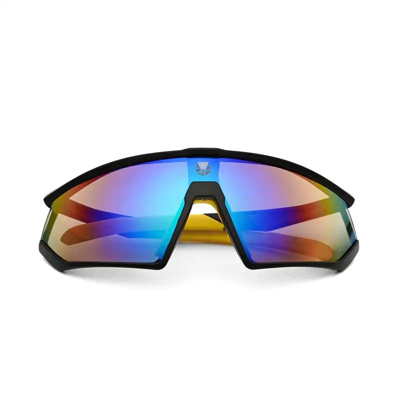Faelon | Black Medium Full Rim Shield Sports Sunglasses for Men & Women [UV-protected]