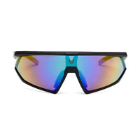Faelon | Black Medium Full Rim Shield Sports Sunglasses for Men & Women [UV-protected]