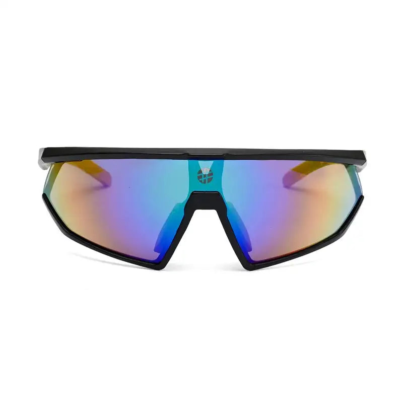 Faelon | Black Medium Full Rim Shield Sports Sunglasses for Men & Women [UV-protected]