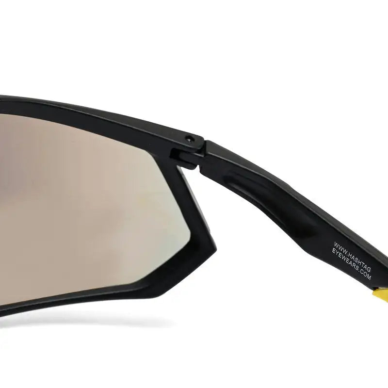 Faelon | Black Medium Full Rim Shield Sports Sunglasses for Men & Women [UV-protected]