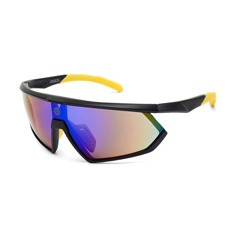 Faelon Black Medium Full Rim Shield Sports Sunglasses for Men & Women — Hashtag Eyewears