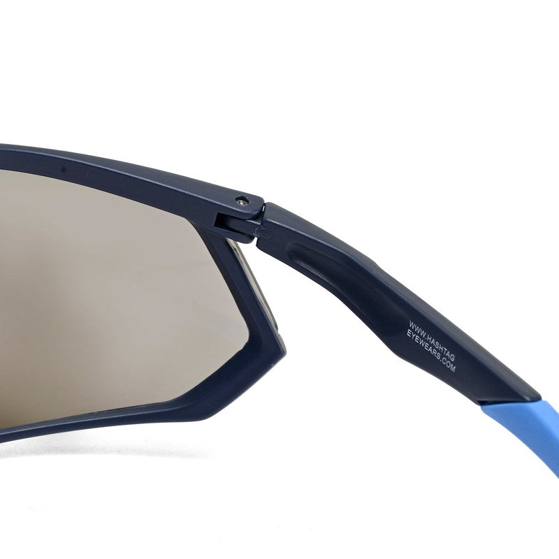 Faelon | Blue Medium Full Rim Shield Sports Sunglasses for Men & Women [UV-protected]