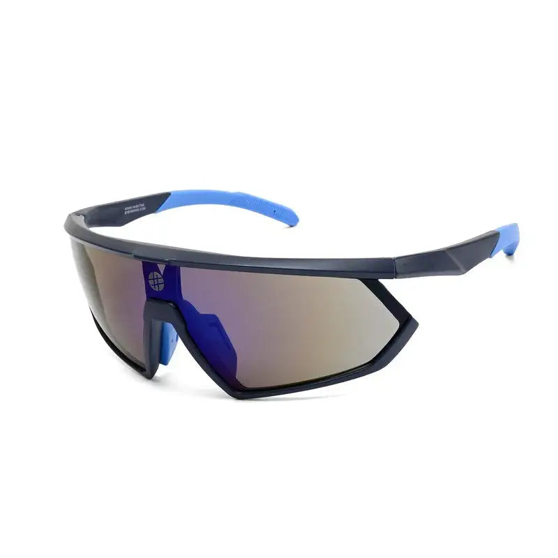 Faelon | Blue Medium Full Rim Shield Sports Sunglasses for Men & Women [UV-protected]