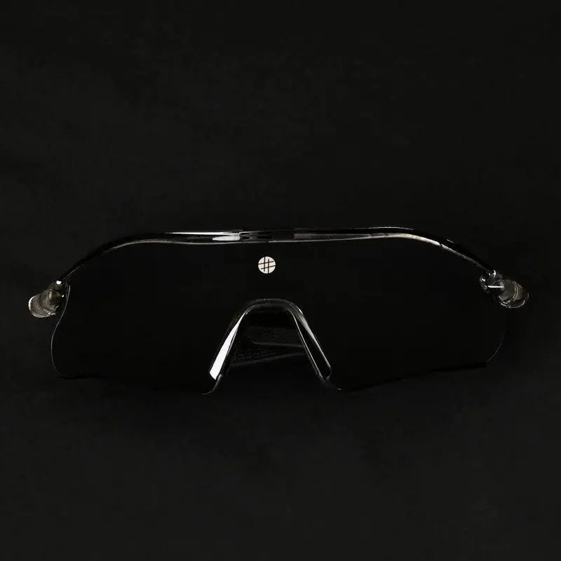 Falcon | Transparent Grey Large Half Rim Shield Sports Sunglasses for Men & Women [Mirrored]