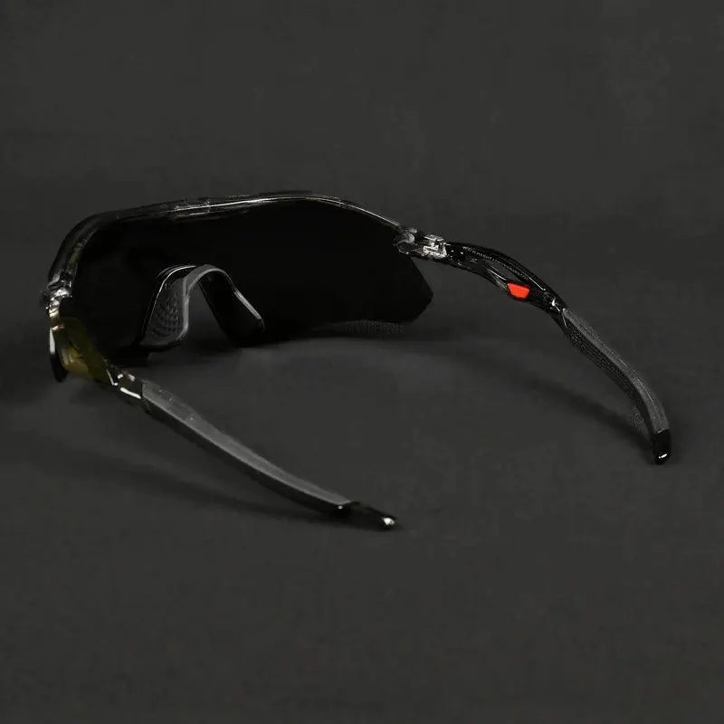 Falcon | Transparent Grey Large Half Rim Shield Sports Sunglasses for Men & Women [Mirrored]