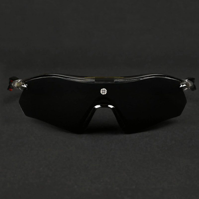 Falcon | Transparent Grey Large Half Rim Shield Sports Sunglasses for Men & Women [Mirrored]