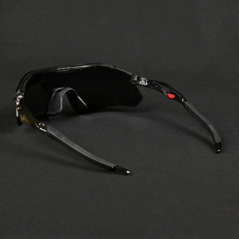 Falcon | Transparent Grey Large Half Rim Shield Sports Sunglasses for Men & Women [Mirrored]