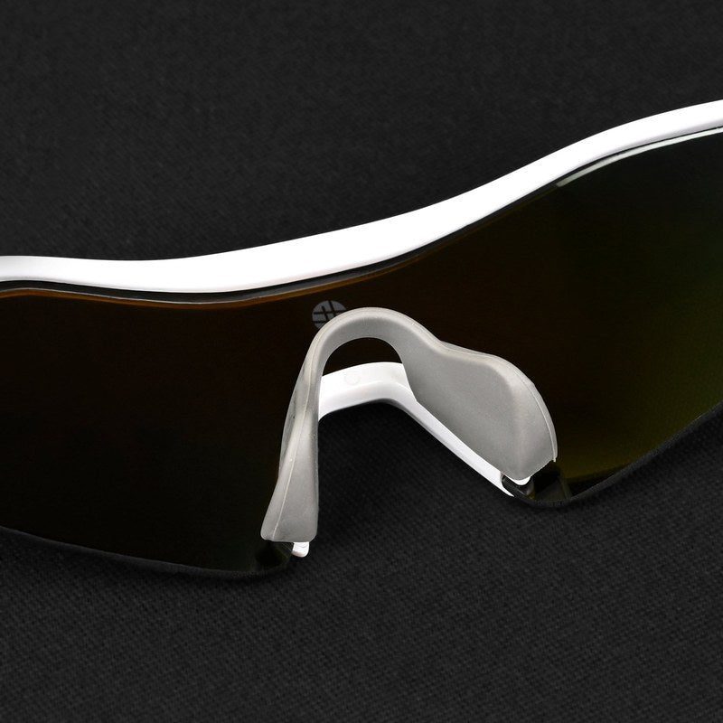 Falcon White Large Half Rim Shield Sports Sunglasses for Men & Women — Hashtag Eyewears