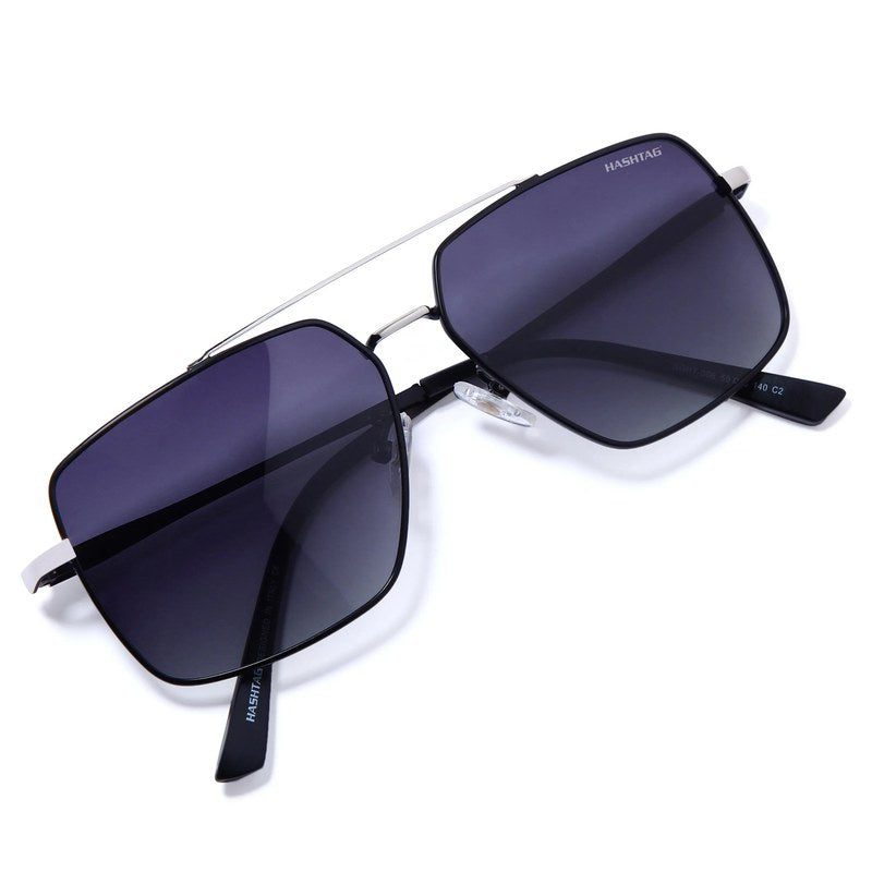 Kynra | Gradient Blue Large Full Rim Aviator Sunglasses for Men & Women [Polarized]