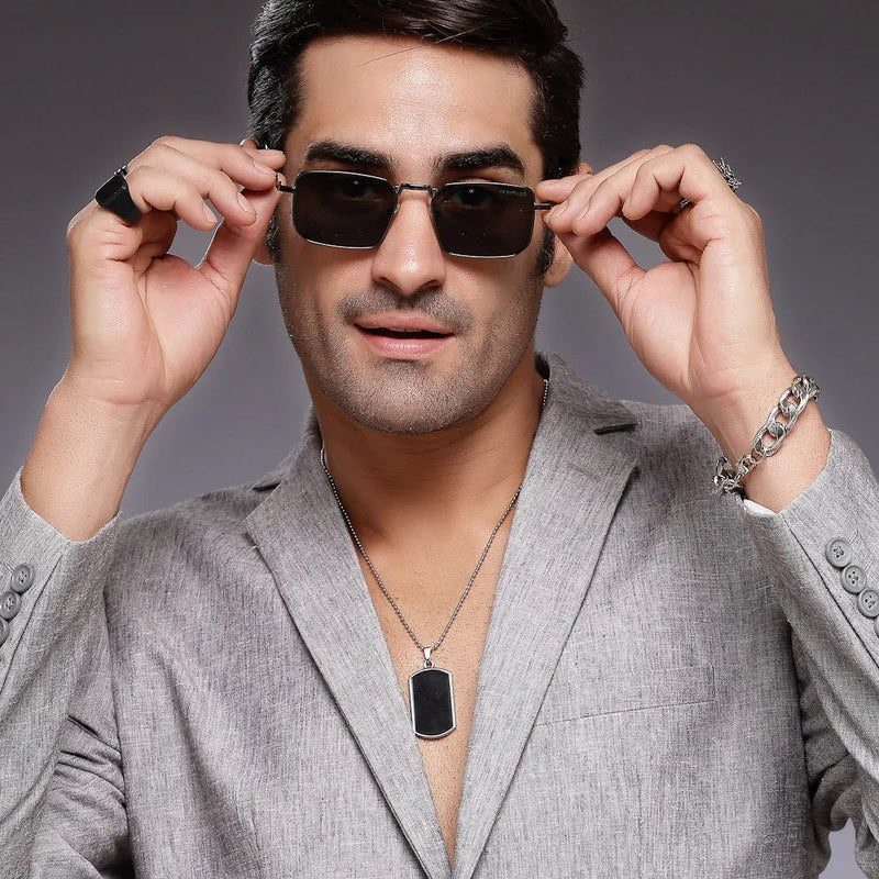 Feryn Grey Medium Full Rim Rectangle Sunglasses for Men & Women — Hashtag Eyewears