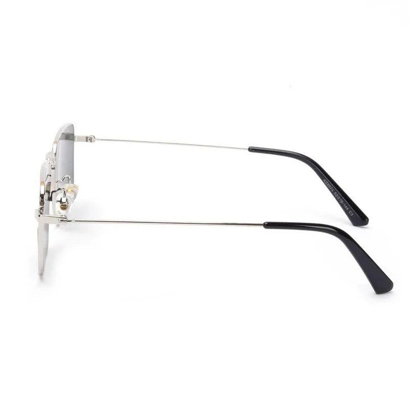 Feryn Silver Medium Full Rim Rectangle Sunglasses for Men & Women — Hashtag Eyewears