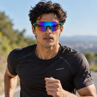 Auryon | Green Large Rim Less Shield Sports Sunglasses for Men & Women [UV-protected]