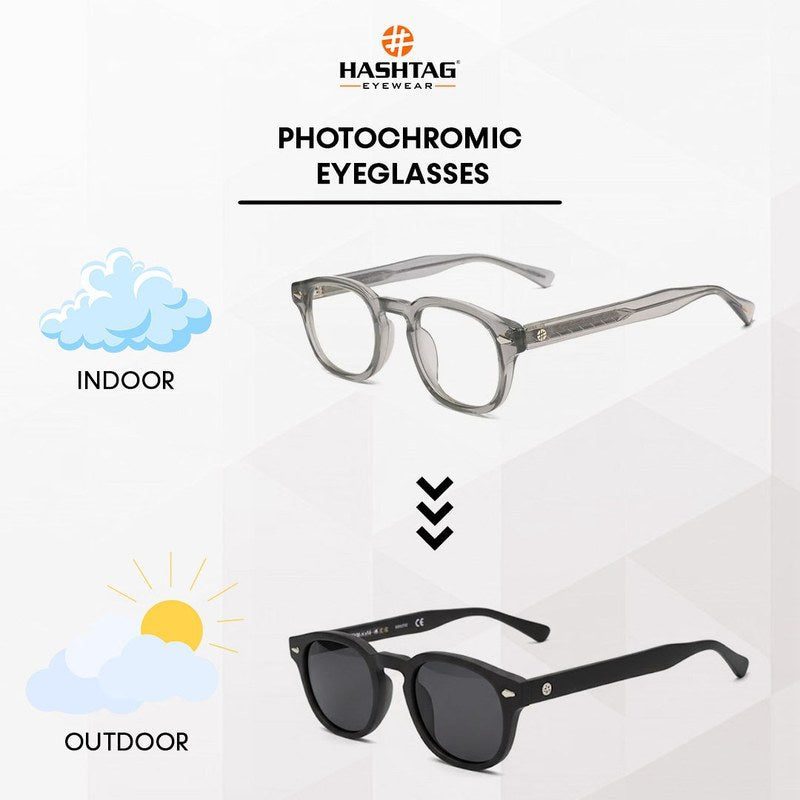 FlexiTint Transparent Greenish Grey Medium Full Rim Square Computer Glasses for Men & Women — Hashtag Eyewears