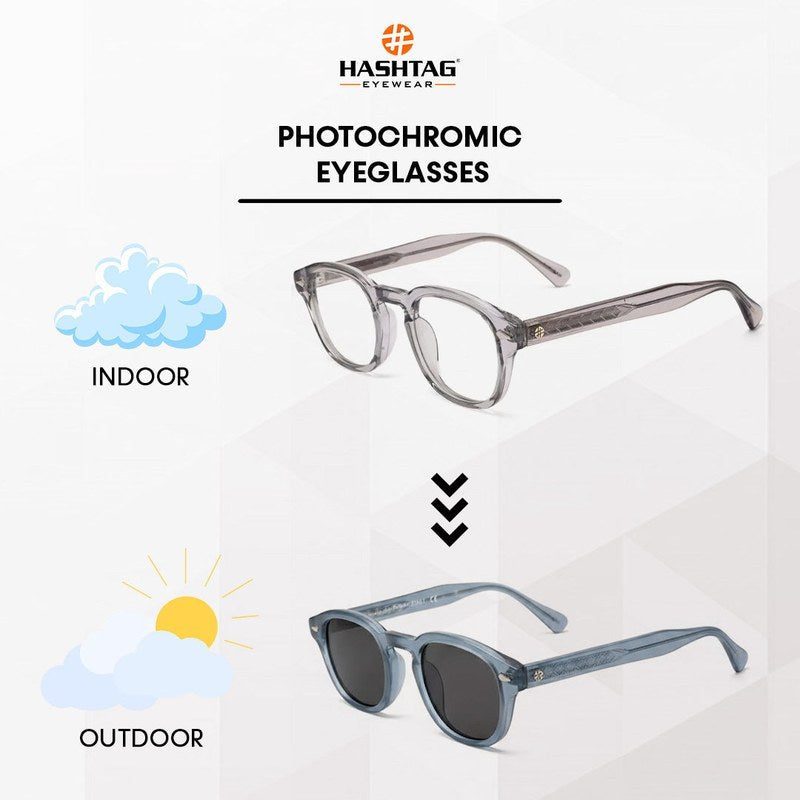 FlexiTint Transparent Grey Medium Full Rim Square Computer Glasses for Men & Women — Hashtag Eyewears