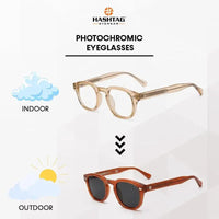 FlexiTint | Transparent Orange Medium Full Rim Square Computer Glasses for Men & Women [Photochromic]