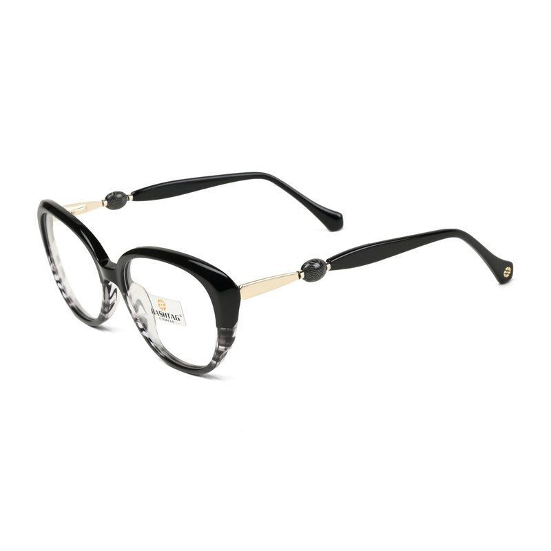 Fluxion Black Medium Full Rim Cat Eye with Spring Hinges Eyeglasses for Women — Hashtag Eyewears