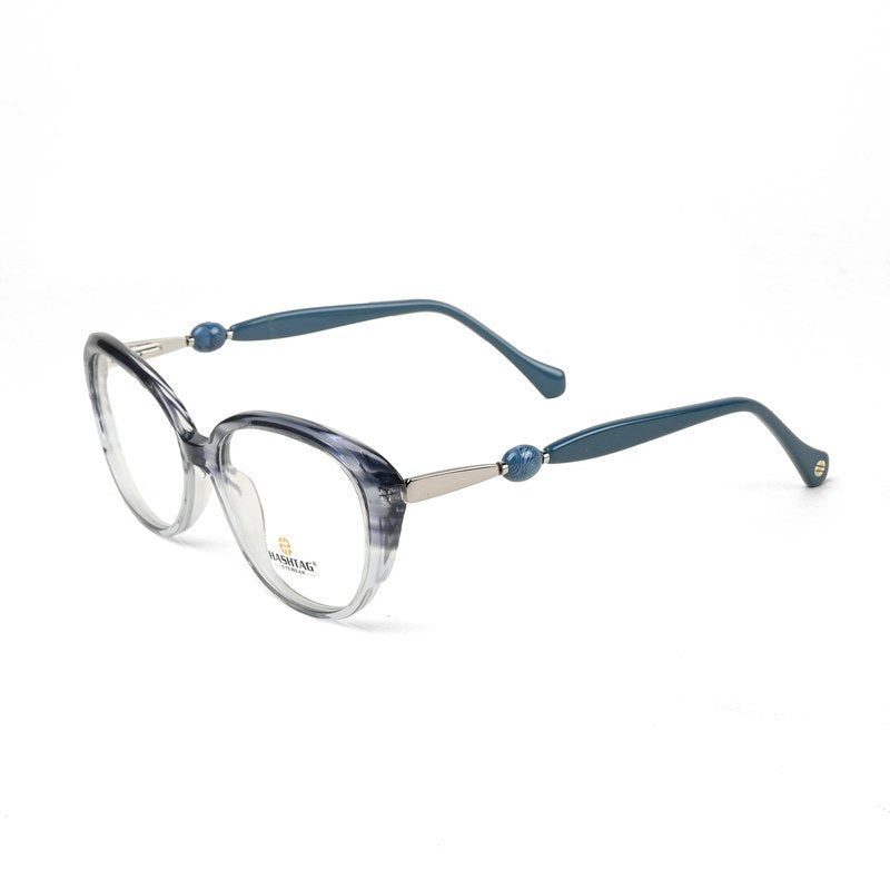 Fluxion Grey-Blue Medium Full Rim Cat Eye with Spring Hinges Eyeglasses for Women — Hashtag Eyewears