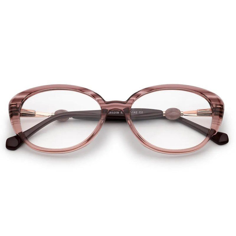 Fluxion Light Reddish Brown Medium Full Rim Cat Eye with Spring Hinges Eyeglasses for Women — Hashtag Eyewears