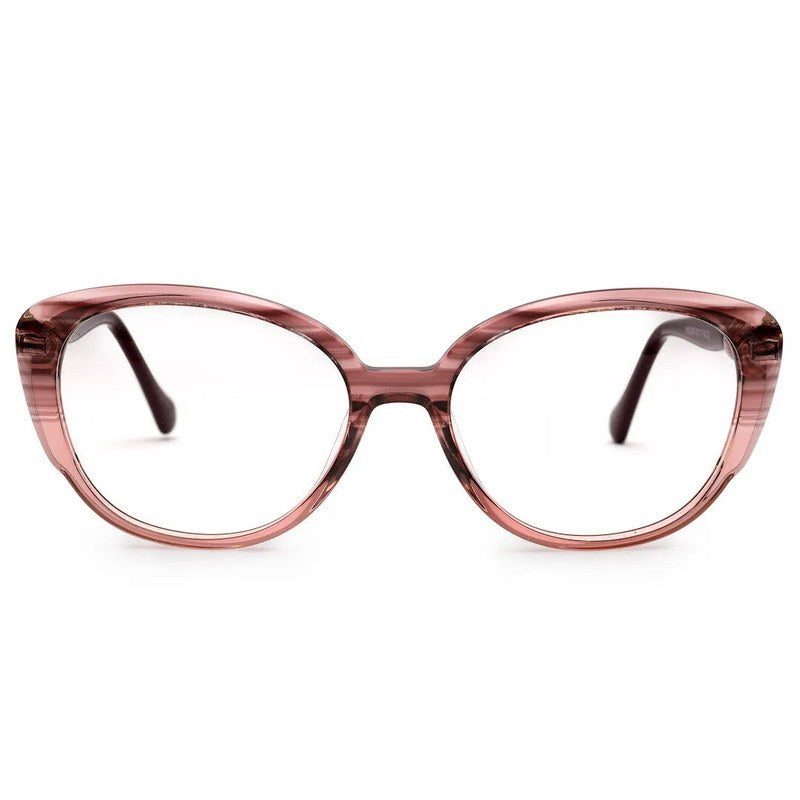 Fluxion Light Reddish Brown Medium Full Rim Cat Eye with Spring Hinges Eyeglasses for Women — Hashtag Eyewears