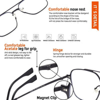 Fluxon Black Large Full Rim Square Clip-on for Men & Women — Hashtag Eyewears