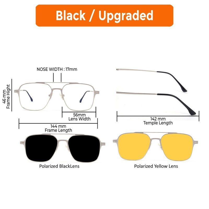 Fluxon Black Large Full Rim Square Clip-on for Men & Women — Hashtag Eyewears