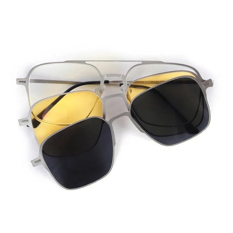 Fluxon Silver Large Full Rim Square Clip-on for Men & Women — Hashtag Eyewears