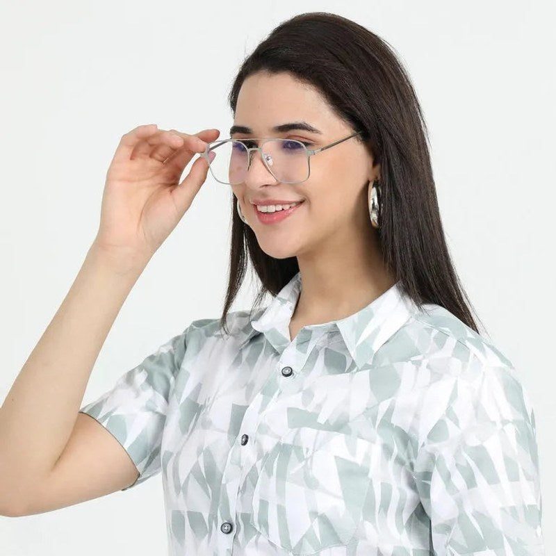Fluxon Silver Large Full Rim Square Clip-on for Men & Women — Hashtag Eyewears