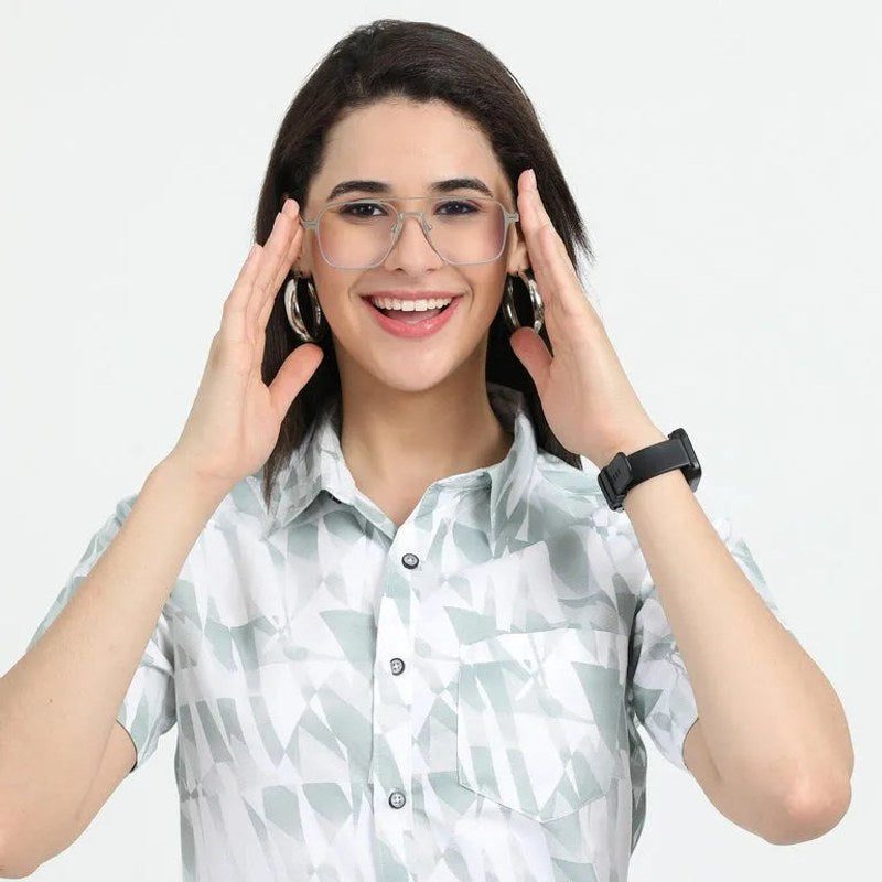 Fluxon | Silver Large Full Rim Square Clip-on for Men & Women [Clip-on]