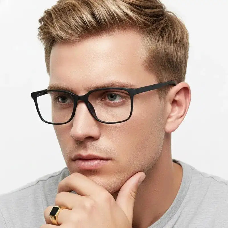 Focusly | Grey Medium Full Rim RECTANGLE Computer Glasses for Men & Women [Blue Block]