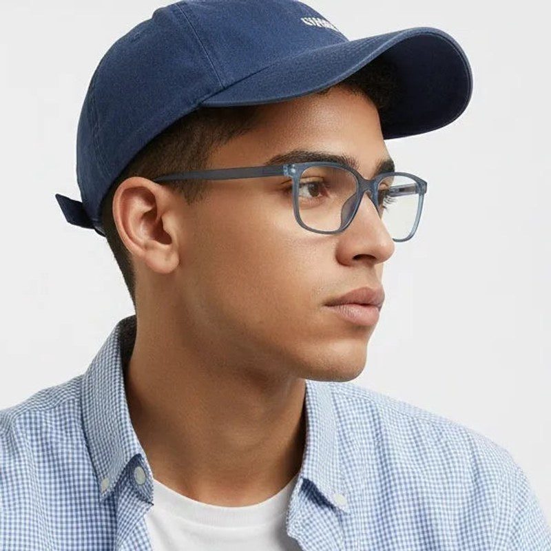 Focusly Transparent Blue Medium Full Rim RECTANGLE Computer Glasses for Men & Women — Hashtag Eyewears