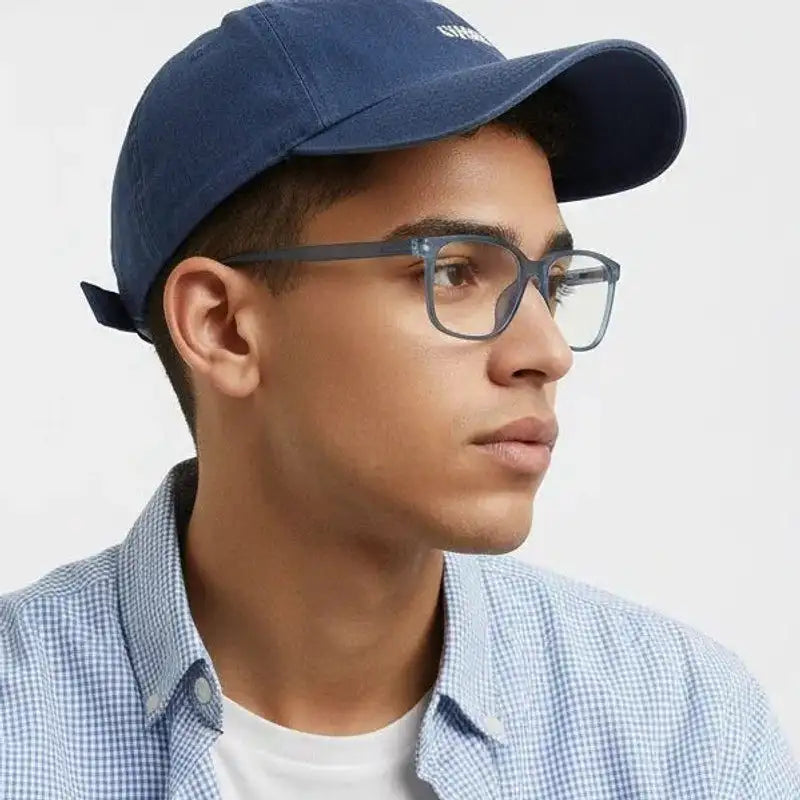 Focusly | Transparent Blue Medium Full Rim RECTANGLE Computer Glasses for Men & Women [Blue Block]