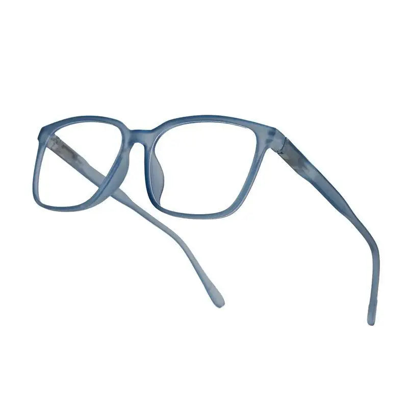 Focusly | Transparent Blue Medium Full Rim RECTANGLE Computer Glasses for Men & Women [Blue Block]