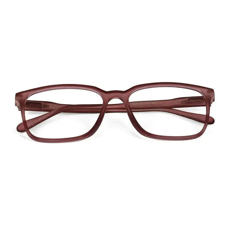 Focusly | Transparent Mate Maroon Medium Full Rim RECTANGLE Computer Glasses for Men & Women [Blue Block]