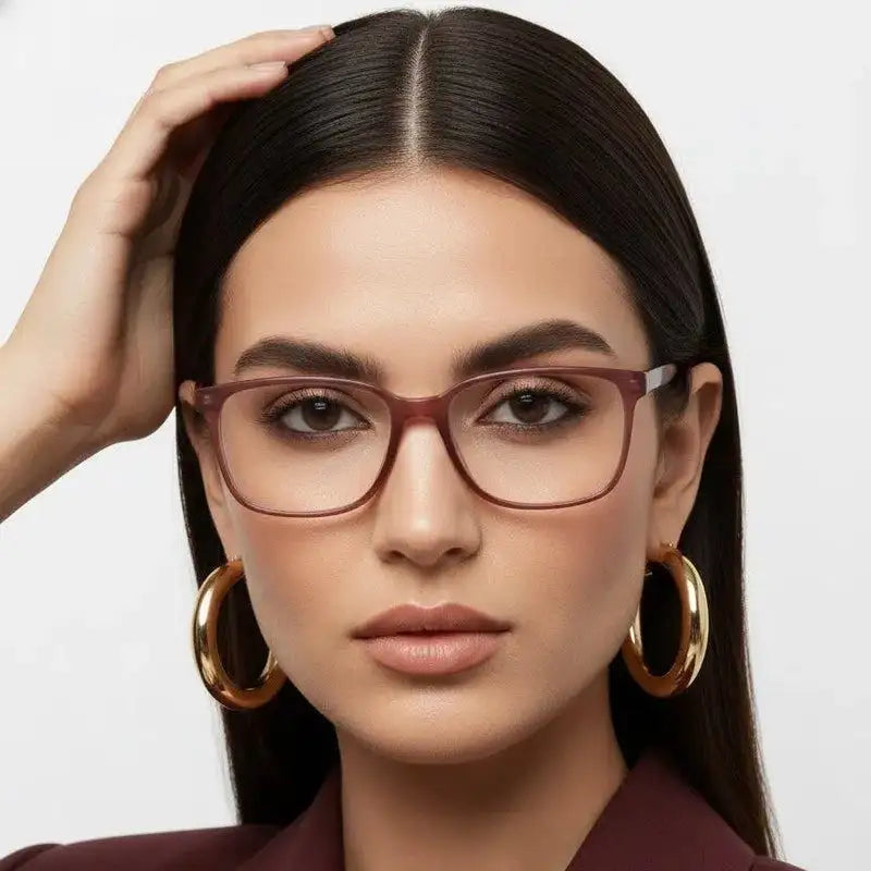 Focusly | Transparent Mate Maroon Medium Full Rim RECTANGLE Computer Glasses for Men & Women [Blue Block]