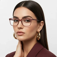 Focusly | Transparent Mate Maroon Medium Full Rim RECTANGLE Computer Glasses for Men & Women [Blue Block]