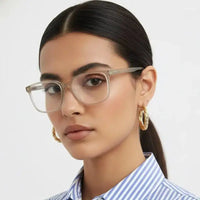 Focusly | Transparent Medium Full Rim RECTANGLE Computer Glasses for Men & Women [Blue Block]