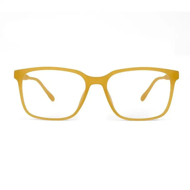 Focusly | Transparent Orange Medium Full Rim RECTANGLE Computer Glasses for Men & Women [Blue Block]