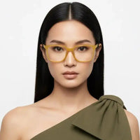 Focusly | Transparent Orange Medium Full Rim RECTANGLE Computer Glasses for Men & Women [Blue Block]