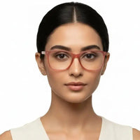 Focusly | Transparent Red Medium Full Rim RECTANGLE Computer Glasses for Men & Women [Blue Block]