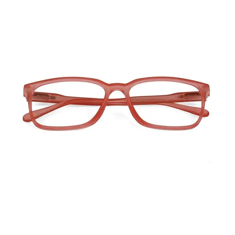 Focusly | Transparent Red Medium Full Rim RECTANGLE Computer Glasses for Men & Women [Blue Block]