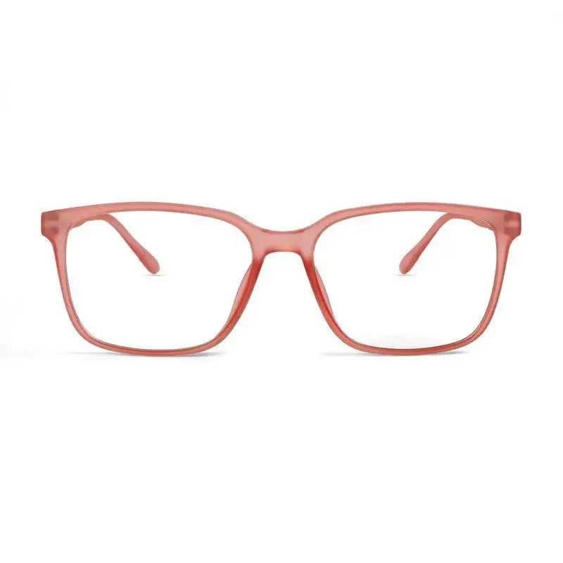 Focusly | Transparent Red Medium Full Rim RECTANGLE Computer Glasses for Men & Women [Blue Block]
