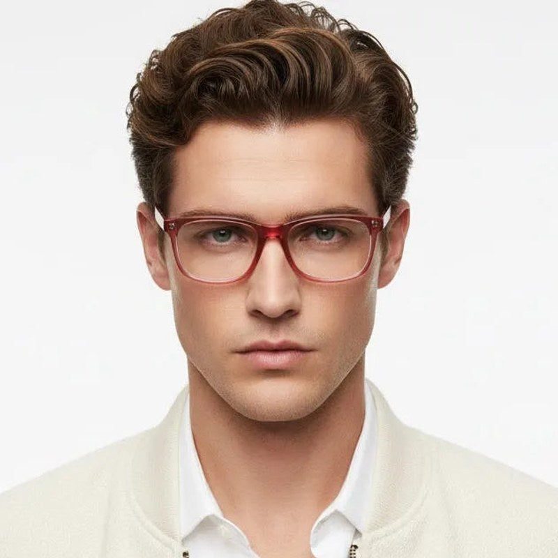 Focusly Transparent Red Medium Full Rim RECTANGLE Computer Glasses for Men & Women — Hashtag Eyewears
