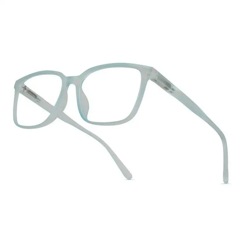 Focusly | Transparent Skyblue Medium Full Rim RECTANGLE Computer Glasses for Men & Women [Blue Block]