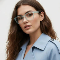 Focusly | Transparent Skyblue Medium Full Rim RECTANGLE Computer Glasses for Men & Women [Blue Block]