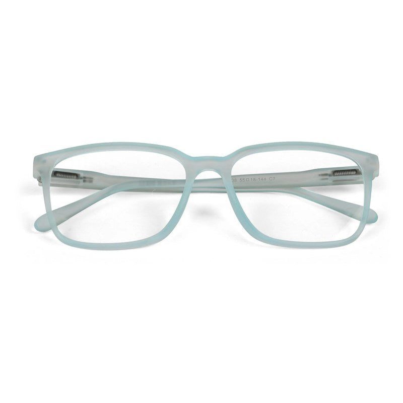 Focusly Transparent Skyblue Medium Full Rim RECTANGLE Computer Glasses for Men & Women — Hashtag Eyewears