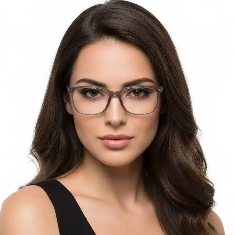 Focusly | Transparent Smoke Medium Full Rim RECTANGLE Computer Glasses for Men & Women [Blue Block]